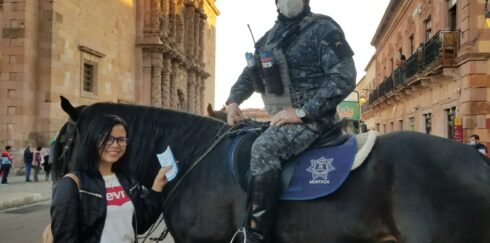 Unidad de policía montada y canina se suman a operativo de "Buen Fin.