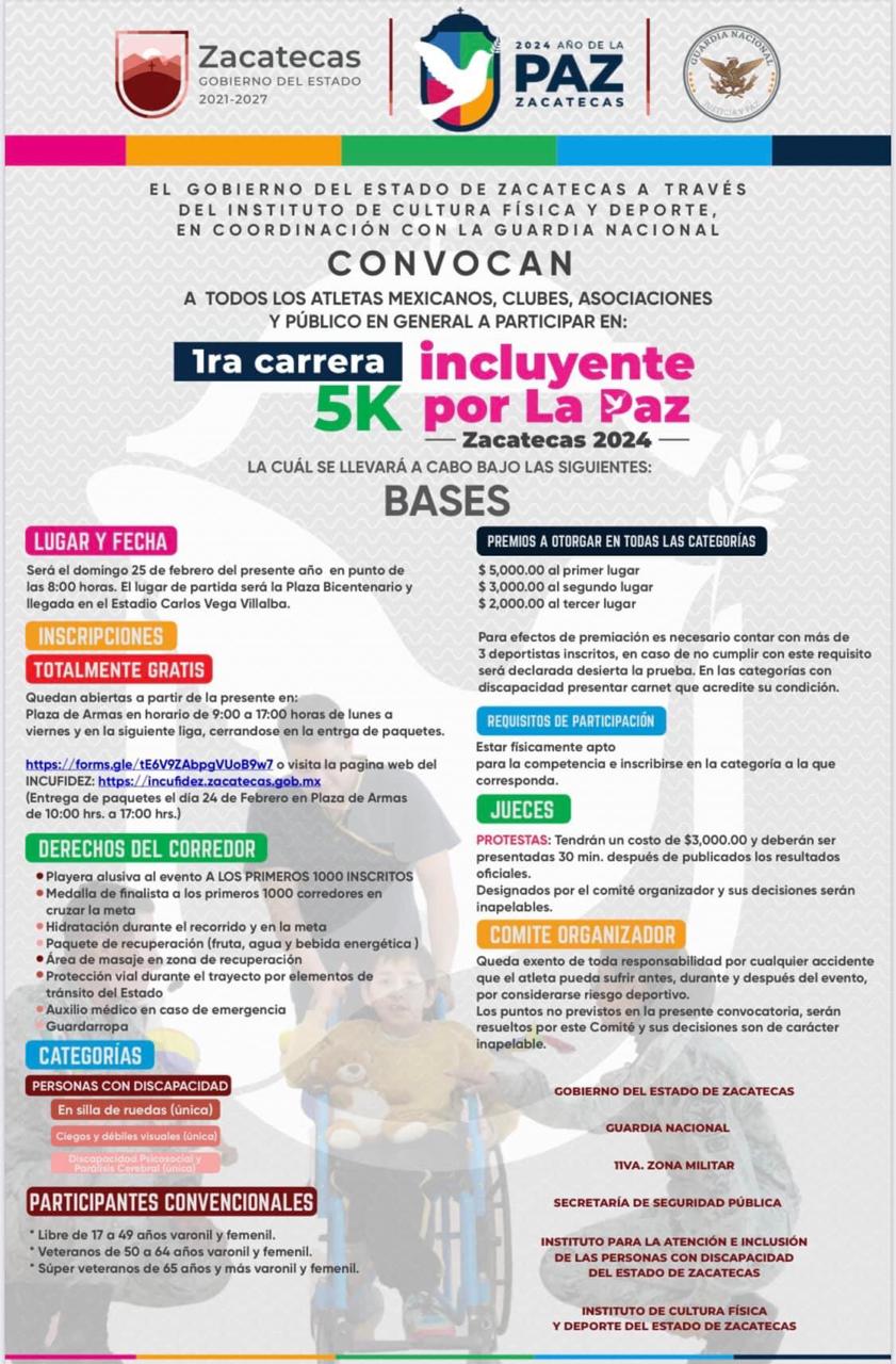 Convocan Gobierno de Zacatecas y Guardia Nacional a la Primera Carrera ...